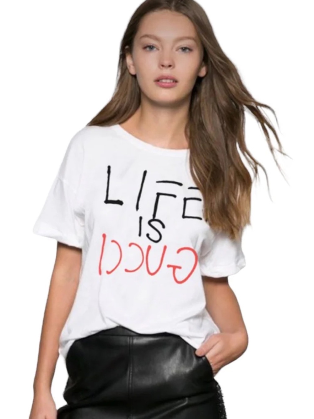 GUCCI Life Is Gucci Graphic Cotton T-Shirt White Size S Worn Once